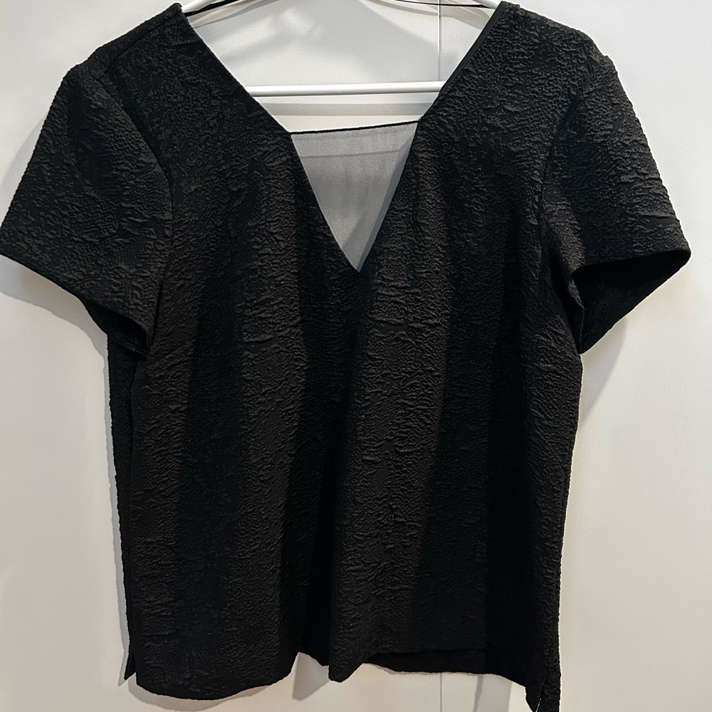 Source Unknown Black Asymmetrical Blouse